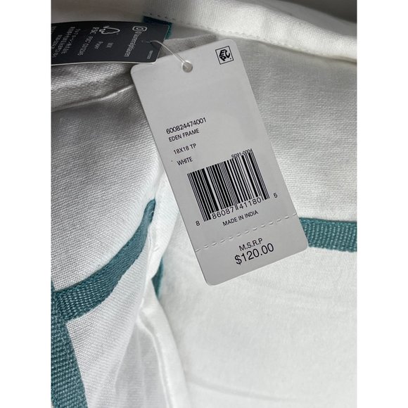 New Ralph Lauren Home Throw Pillows White with Turquoise Stripes Never Used - Picture 5 of 13